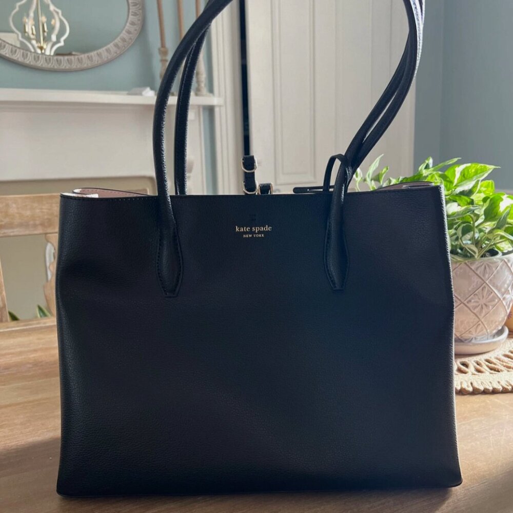 Genuine Kate Spade Eva Large Tote Black Leather Shoulder Bag 2019